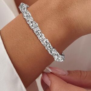 Miabella Sterling Silver Byzantine Women's Chain Bracelet